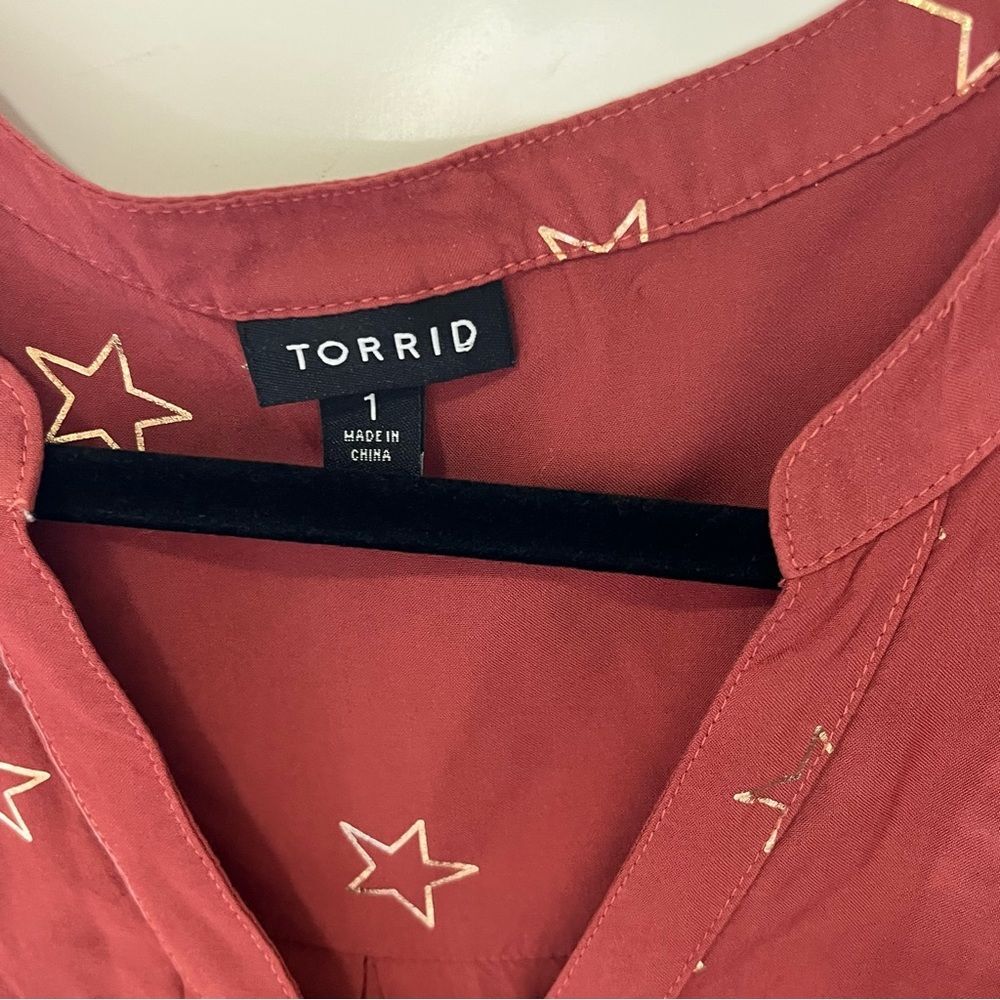 Torrid Pink Flutter Sleeve Button Down Blouse - image 5